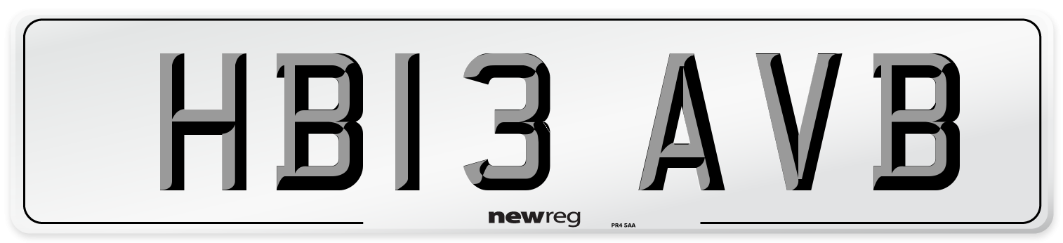 HB13 AVB Number Plate from New Reg